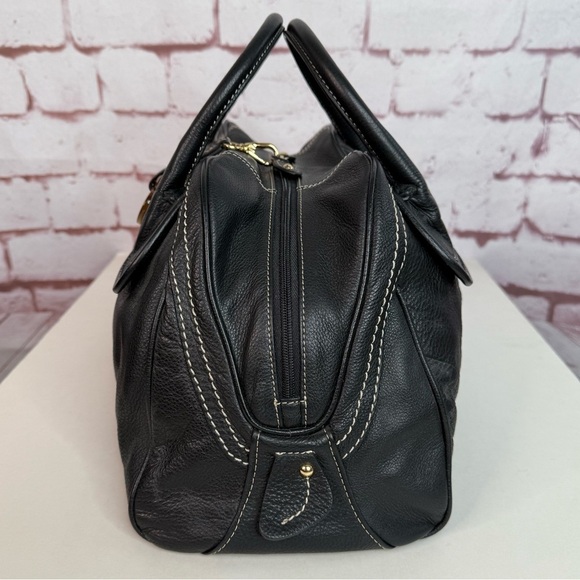 BARR + BARR Black Pebbled Leather White Stitching Large Doctor Bag Satchel NWOT - Picture 3 of 15